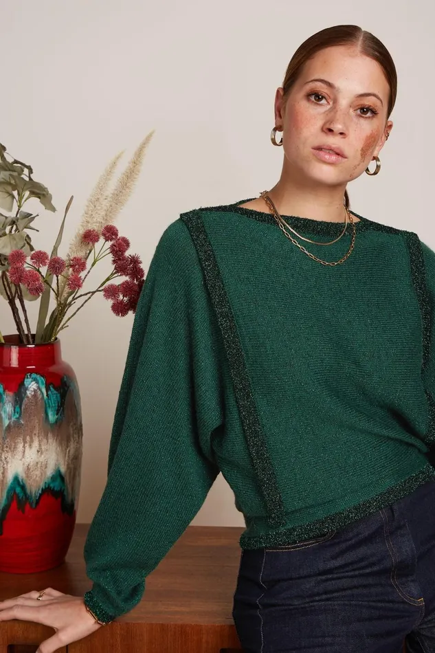 Tops and Shirts Women King Louie Azzura Knit Top Eighties Urban Green 8211 Eighties