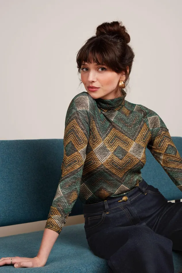 Tops and Shirts Women King Louie Betsy Rollneck Top Morrison Pine Green 8211 Morrison Tops and Shirts Women King Louie Betsy Rollneck Top Morrison Pine Green 8211 Morrison