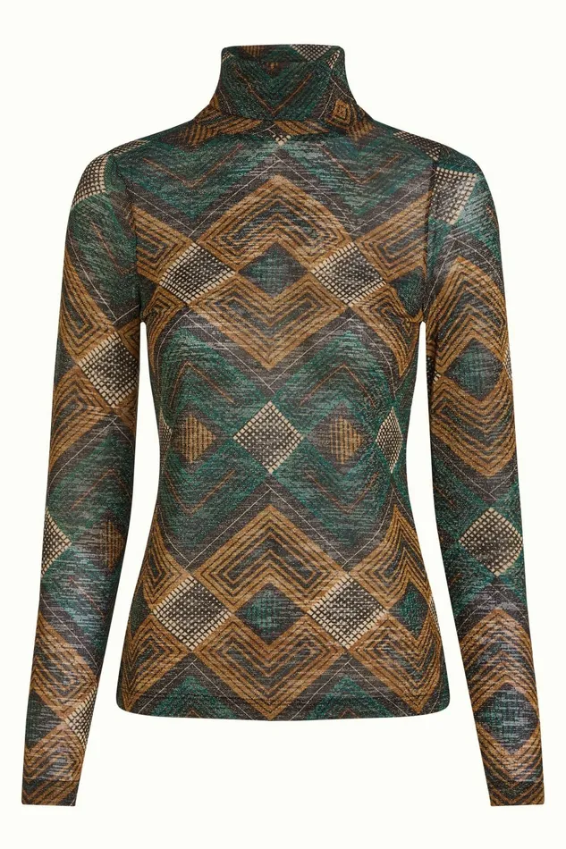 Tops and Shirts Women King Louie Betsy Rollneck Top Morrison Pine Green 8211 Morrison