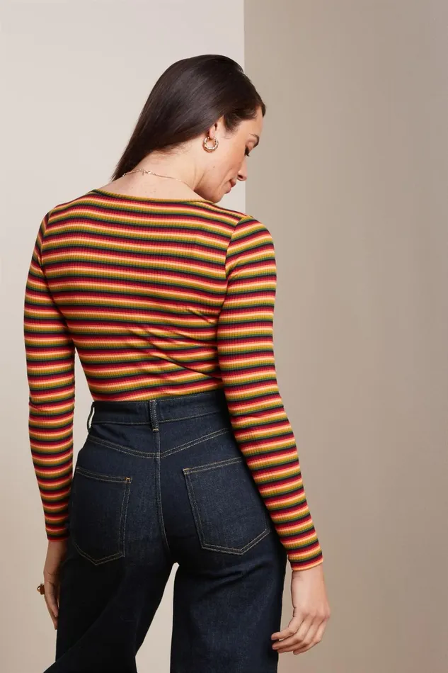 Tops and Shirts Women King Louie Carice V Top Mimmi Stripe Cabernet Red 8211 Mimmi Stripe