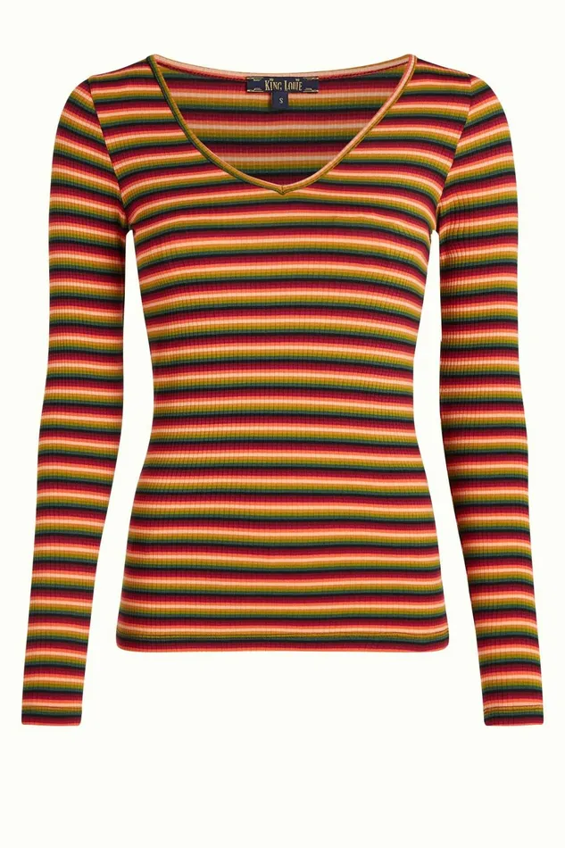 Tops and Shirts Women King Louie Carice V Top Mimmi Stripe Cabernet Red 8211 Mimmi Stripe