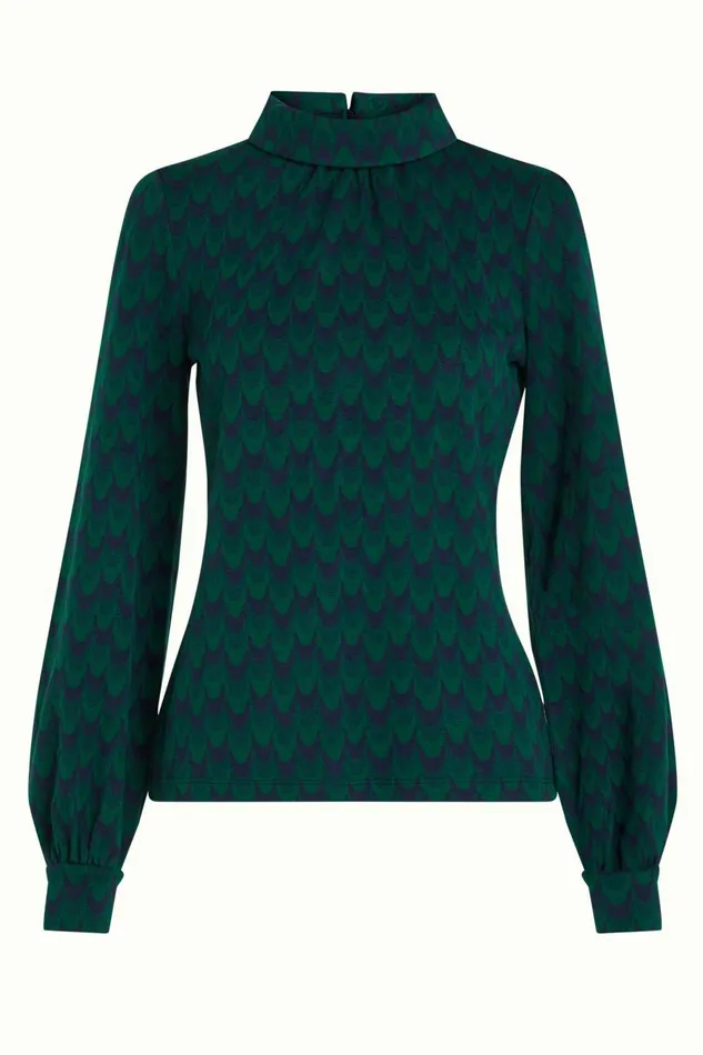 Tops and Shirts Women King Louie Dita Top Bell Sleeve Duffy Jacquard Evening Blue 8211 Duffy