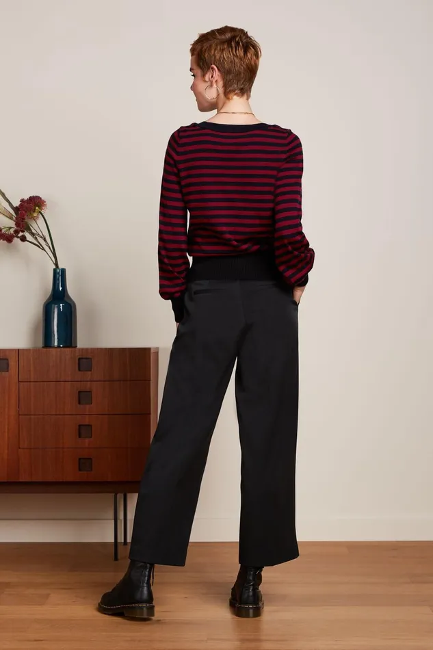 Tops and Shirts Women King Louie Marie Bell Top Loop Stripe Cabernet Red 8211 Loop