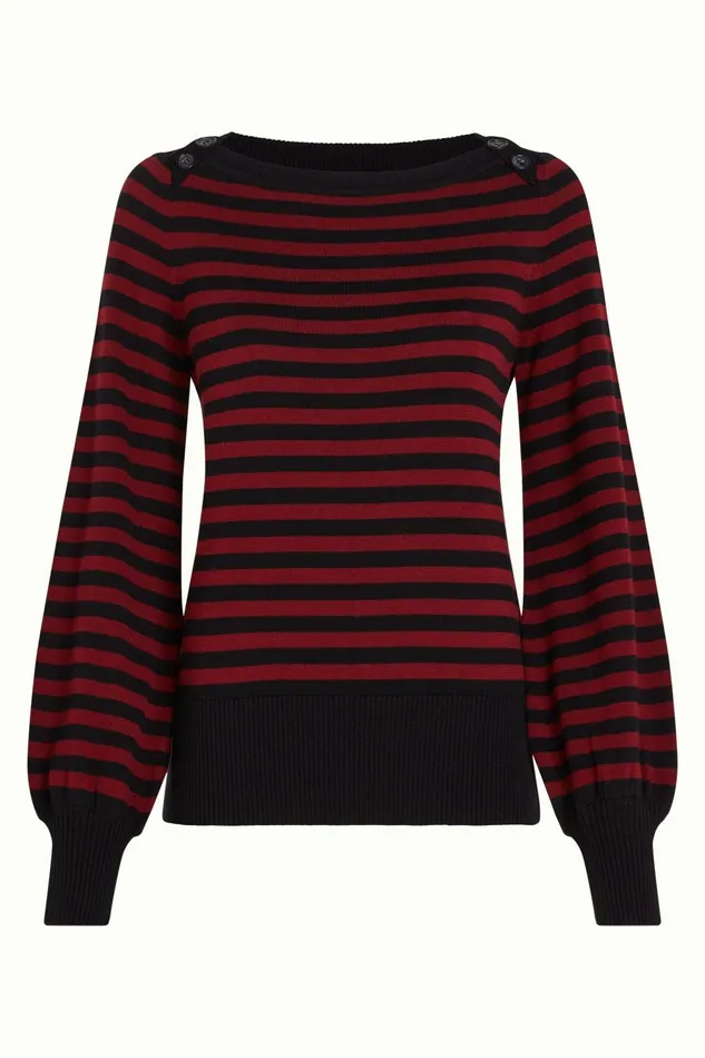Tops and Shirts Women King Louie Marie Bell Top Loop Stripe Cabernet Red 8211 Loop