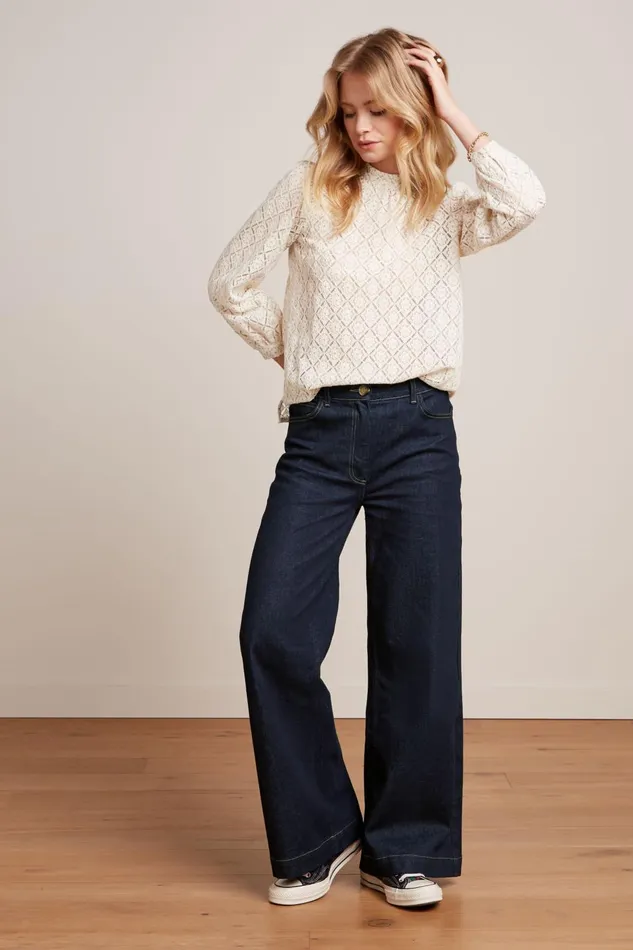 Tops and Shirts Women King Louie Phoebe Top Artiste Lace Ivory 8211 Artiste Lace