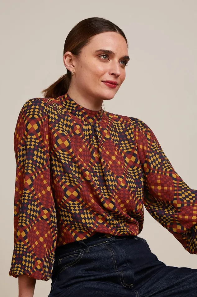 Tops and Shirts Women King Louie Phoebe Top Zesty Evening Blue 8211 Zesty