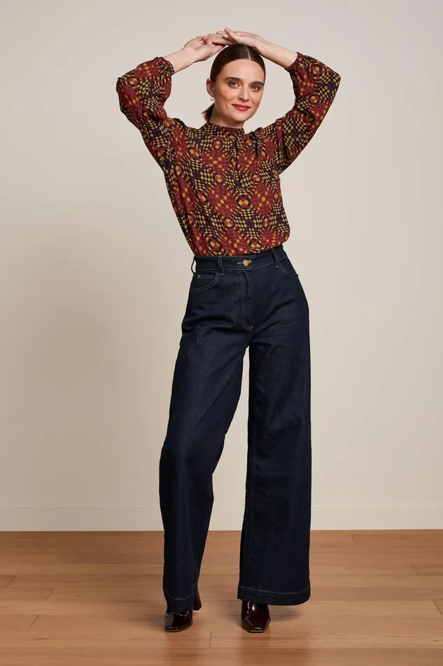 Tops and Shirts Women King Louie Phoebe Top Zesty Evening Blue 8211 Zesty