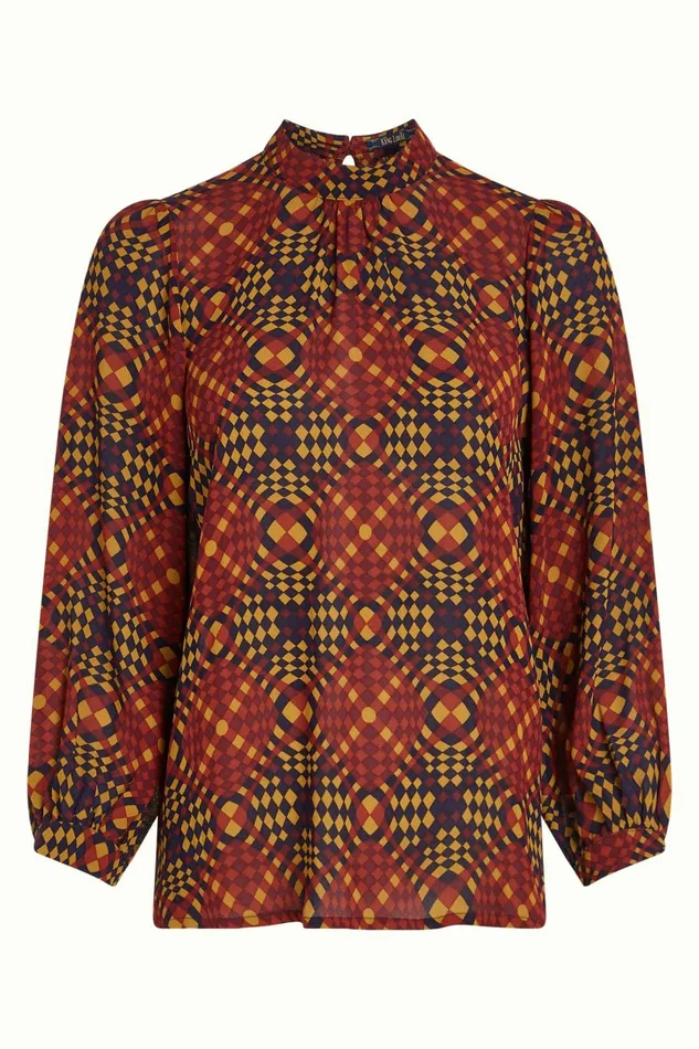 Tops and Shirts Women King Louie Phoebe Top Zesty Evening Blue 8211 Zesty