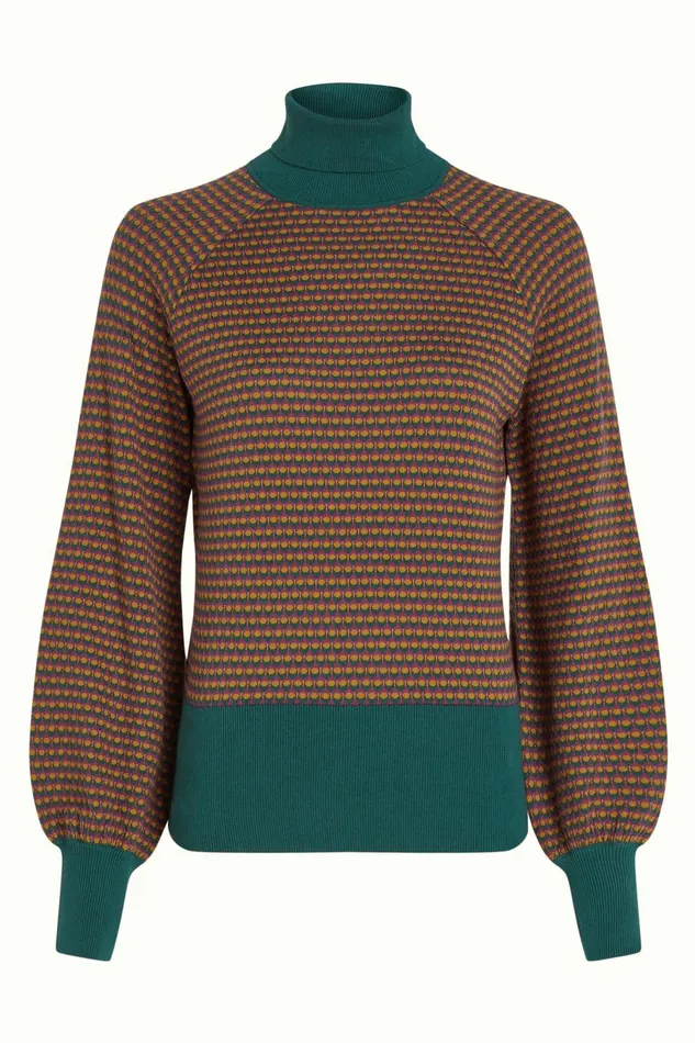 Tops and Shirts Women King Louie Rollneck Puff Top Graham Pine Green 8211 Graham