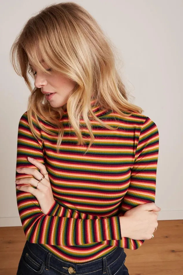 Tops and Shirts Women King Louie Rollneck Top Mimmi Stripe Cabernet Red 8211 Mimmi Stripe Tops and Shirts Women King Louie Rollneck Top Mimmi Stripe Cabernet Red 8211 Mimmi Stripe