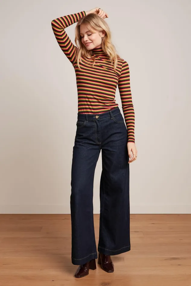 Tops and Shirts Women King Louie Rollneck Top Mimmi Stripe Cabernet Red 8211 Mimmi Stripe