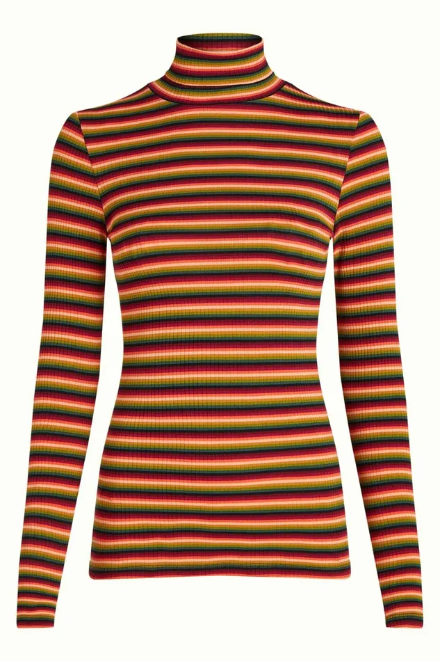 Tops and Shirts Women King Louie Rollneck Top Mimmi Stripe Cabernet Red 8211 Mimmi Stripe