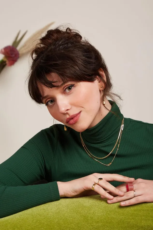 Tops and Shirts Women King Louie Rollneck Top Uni Rib Forest Green 8211 Uni Rib Tops and Shirts Women King Louie Rollneck Top Uni Rib Forest Green 8211 Uni Rib