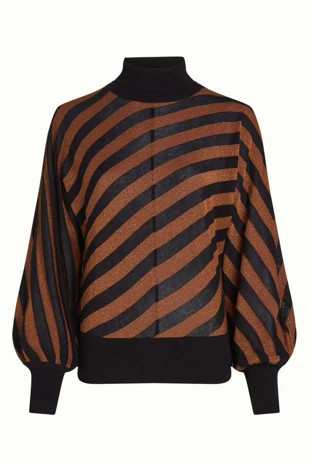 Tops and Shirts Women King Louie Tina Top Spiro Stripe Copper 8211 Spiro Stripe
