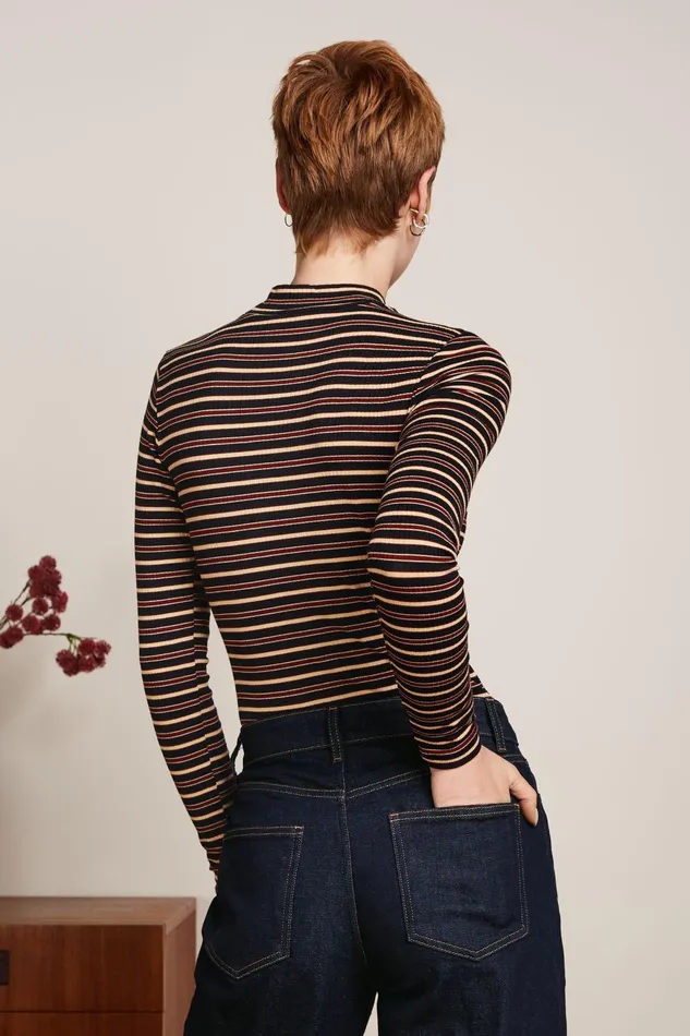 Tops and Shirts Women King Louie Turtle Top Pimm Stripe Cabernet Red 8211 Pimm Stripe