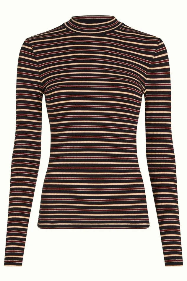 Tops and Shirts Women King Louie Turtle Top Pimm Stripe Cabernet Red 8211 Pimm Stripe