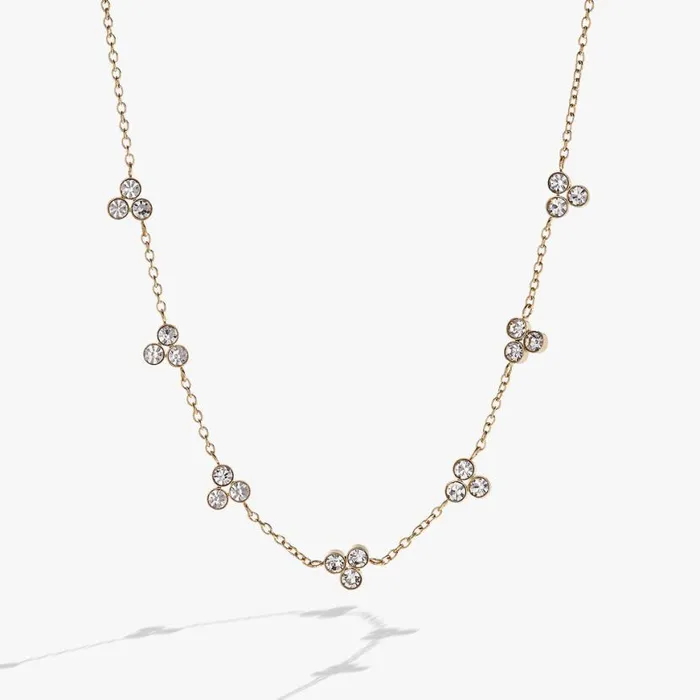 Triple Stone Crystal Inline Necklace Stainless Steel Gold Women Alex And Ani Necklaces Triple Stone Crystal Inline Necklace Stainless Steel Gold Women Alex And Ani Necklaces