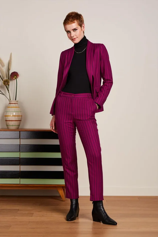Trousers Women King Louie Ann Pants Metro Stripe Wild Fuchsia 8211 Metro Stripe