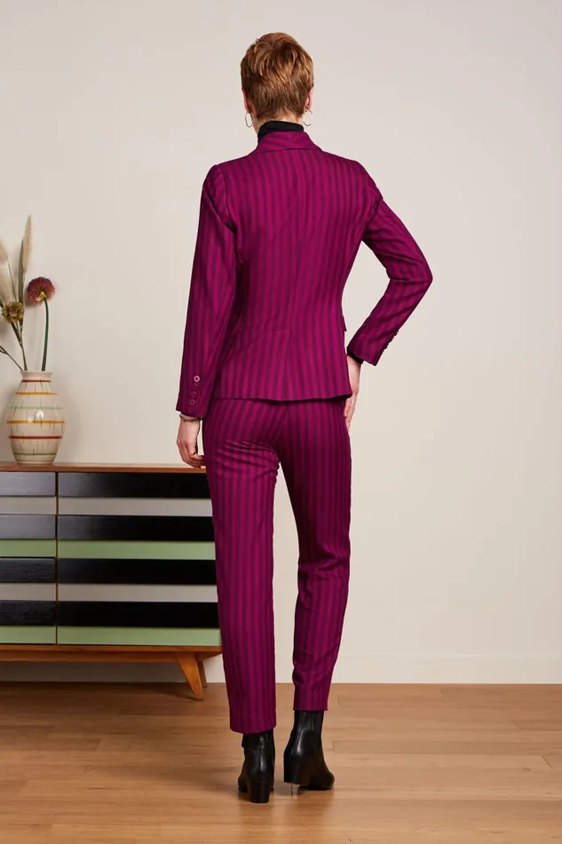 Trousers Women King Louie Ann Pants Metro Stripe Wild Fuchsia 8211 Metro Stripe