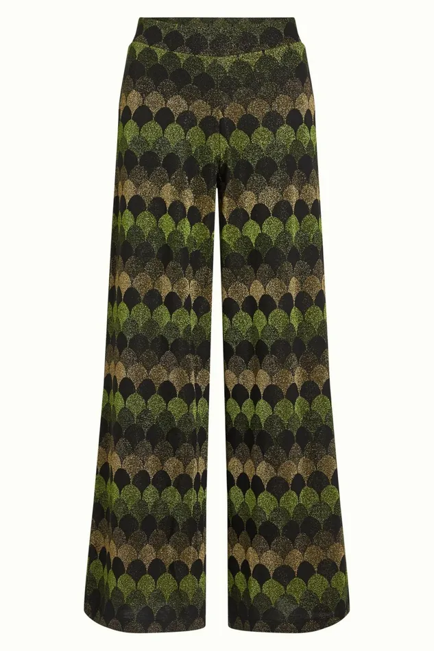 Trousers Women King Louie Border Palazzo Pants Diva Jacquard Olive Green 8211 Diva