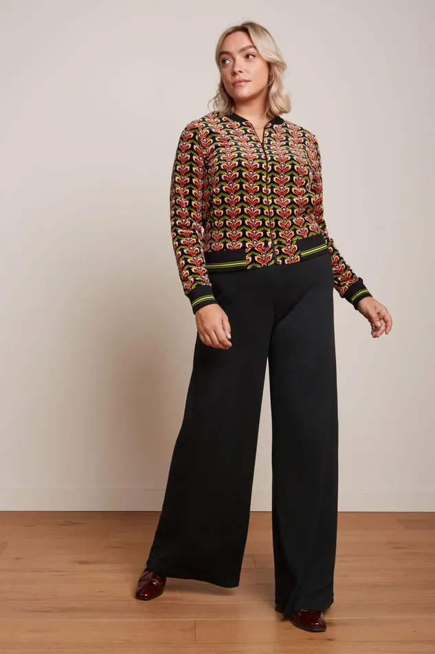Trousers Women King Louie Border Palazzo Pants Milano Crepe Black 8211 Milano Crepe