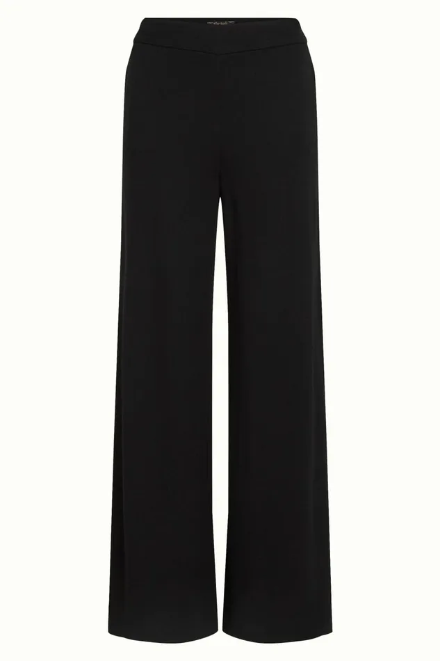 Trousers Women King Louie Border Palazzo Pants Milano Crepe Black 8211 Milano Crepe