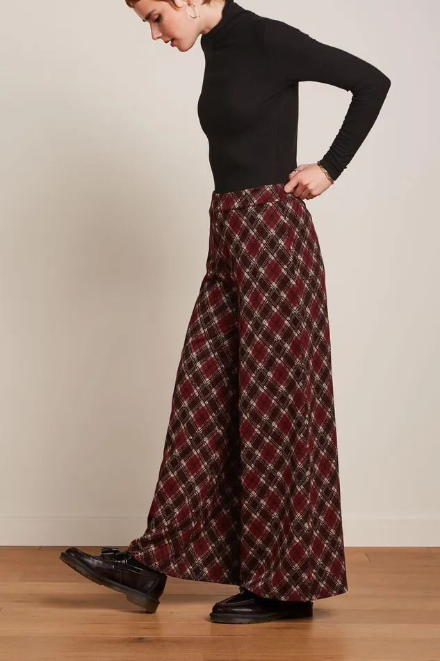 Trousers Women King Louie Border Palazzo Pants Riley Jacquard Cabernet Red 8211 Riley Jacquard