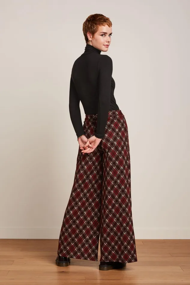 Trousers Women King Louie Border Palazzo Pants Riley Jacquard Cabernet Red 8211 Riley Jacquard