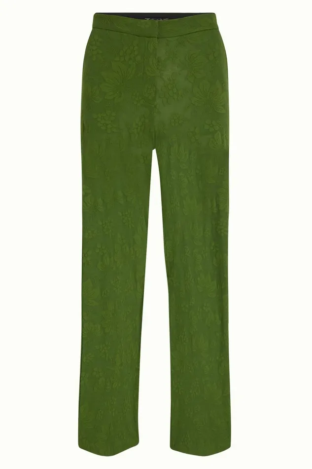 Trousers Women King Louie Federica Pants Buzz Jacquard Palm Green 8211 Buzz Jacquard