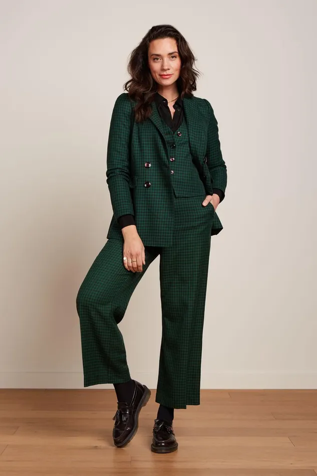 Trousers Women King Louie Federica Pants Norman Check Avar Green 8211 Norman Check