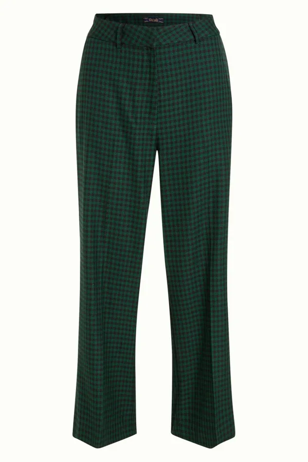 Trousers Women King Louie Federica Pants Norman Check Avar Green 8211 Norman Check