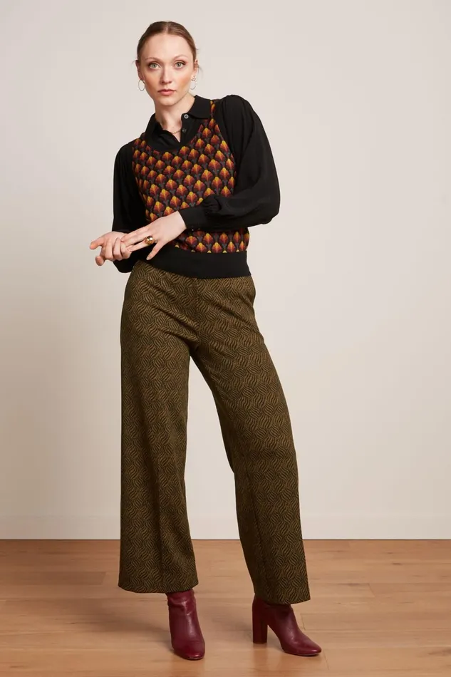 Trousers Women King Louie Federica Pants Ruby Jacquard Black 8211 Ruby Jacquard