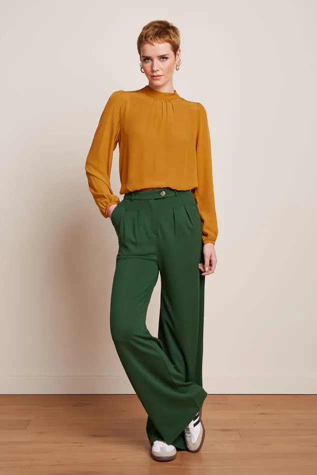 Trousers Women King Louie Fintan Pants Milano Crepe Forest Green 8211 Milano Crepe