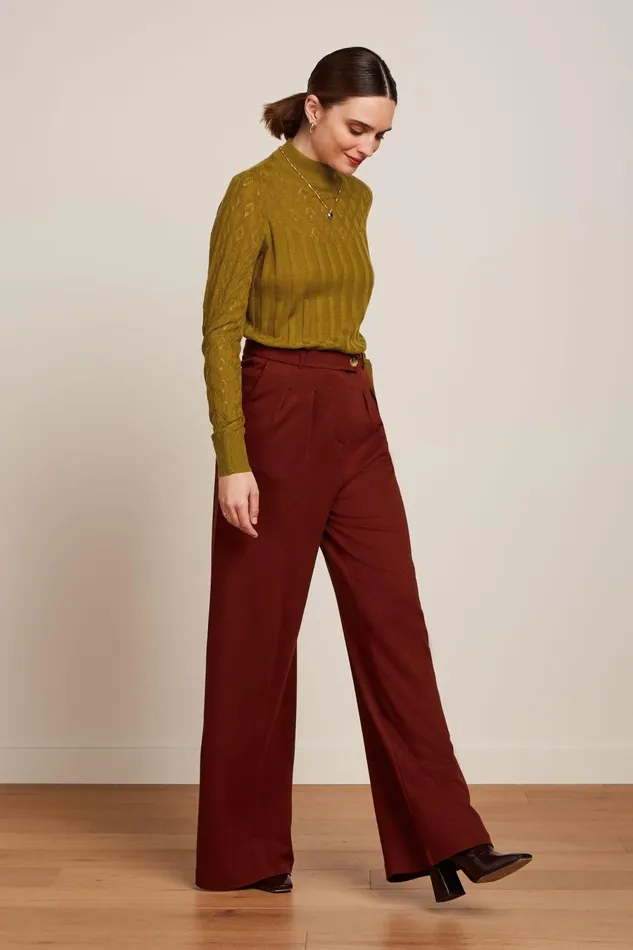 Trousers Women King Louie Fintan Pants Milano Crepe Sandelwood Brown 8211 Milano Crepe