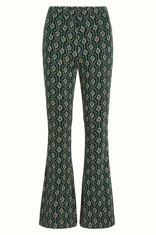 Trousers Women King Louie Flared Pants Carnaby Urban Green 8211 Carnaby