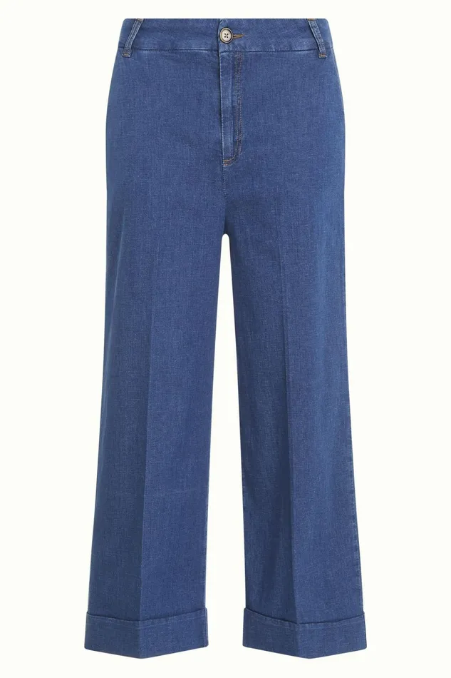 Trousers Women King Louie Lisa Culotte Chambray Denim Blue 8211 Chambray