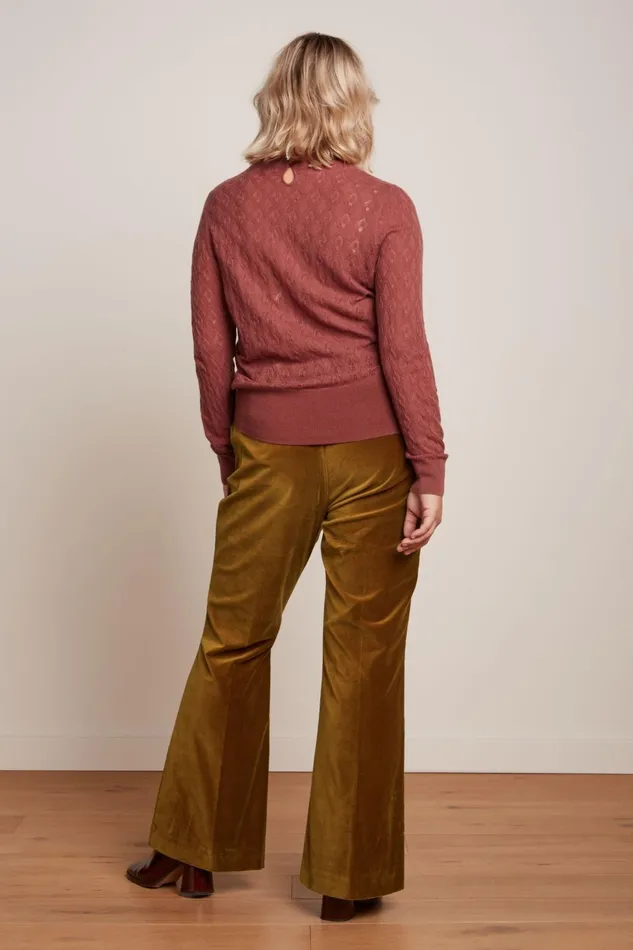Trousers Women King Louie Marcie Flared Pants Uni Fargo Golden Brown 8211 Uni Fargo