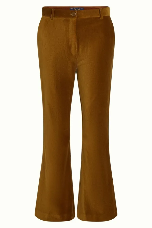 Trousers Women King Louie Marcie Flared Pants Uni Fargo Golden Brown 8211 Uni Fargo