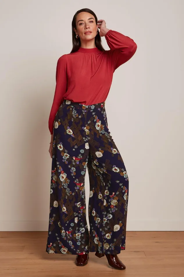 Trousers Women King Louie Palazzo Pants Rising Evening Blue 8211 Rising