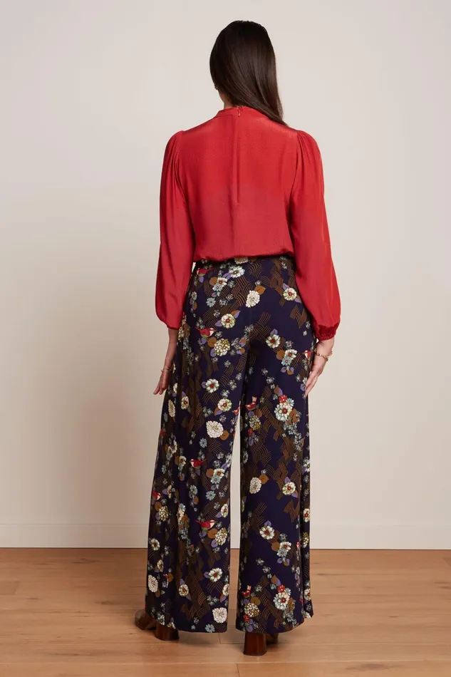 Trousers Women King Louie Palazzo Pants Rising Evening Blue 8211 Rising