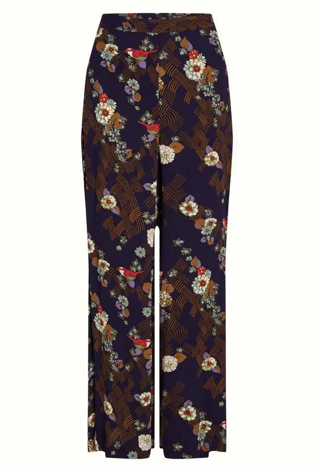 Trousers Women King Louie Palazzo Pants Rising Evening Blue 8211 Rising