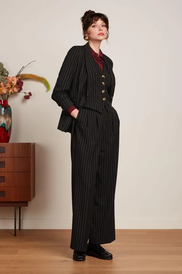 Trousers Women King Louie Peggy Pants Ziggy Stripe Black 8211 Ziggy Stripe