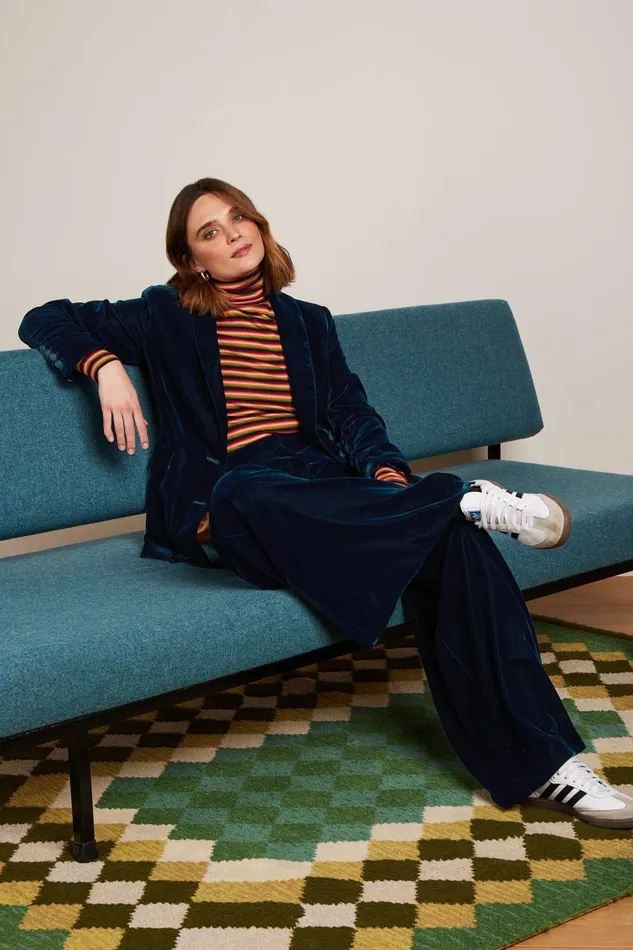 Trousers Women King Louie Peppa Pants Gamine Velvet Pond Blue 8211 Gamine Velvet Trousers Women King Louie Peppa Pants Gamine Velvet Pond Blue 8211 Gamine Velvet