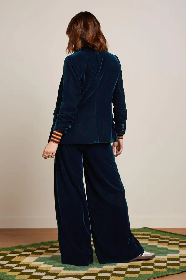 Trousers Women King Louie Peppa Pants Gamine Velvet Pond Blue 8211 Gamine Velvet