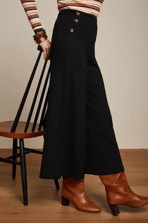 Trousers Women King Louie Pia Culotte Milano Uni Black 8211 Milano Uni