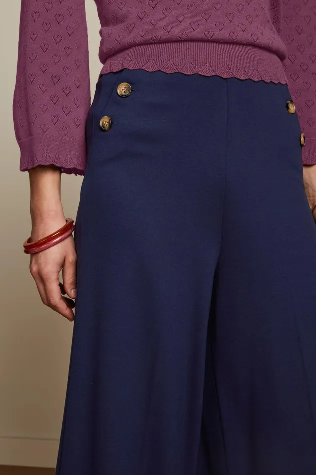 Trousers Women King Louie Pia Culotte Milano Uni Evening Blue 8211 Milano Uni