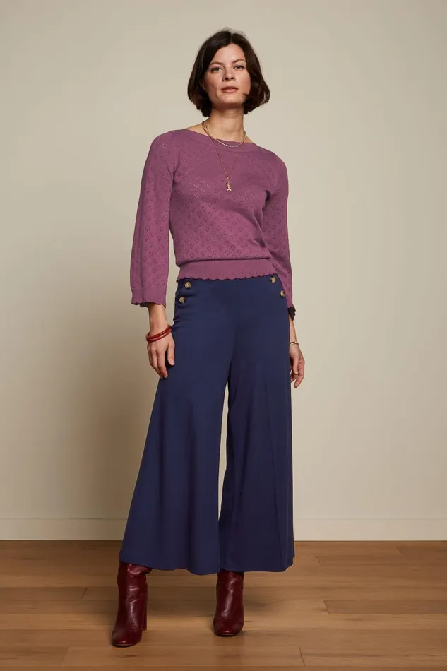 Trousers Women King Louie Pia Culotte Milano Uni Evening Blue 8211 Milano Uni