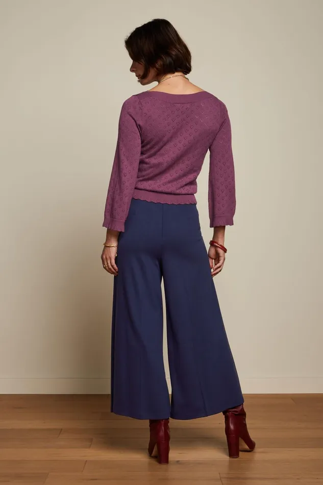 Trousers Women King Louie Pia Culotte Milano Uni Evening Blue 8211 Milano Uni