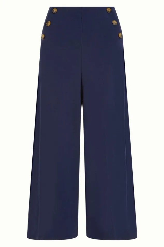 Trousers Women King Louie Pia Culotte Milano Uni Evening Blue 8211 Milano Uni