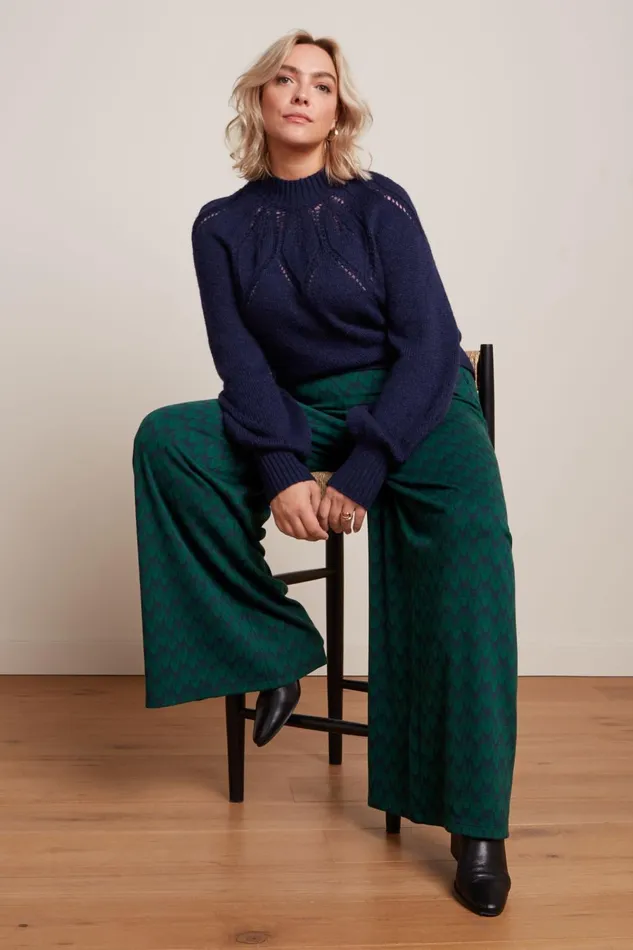 Trousers Women King Louie Pia Pants Duffy Jacquard Evening Blue 8211 Duffy